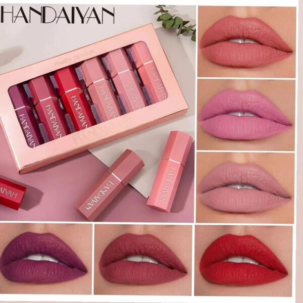 Handanyan Lip Color Hexagonal Matte Non Stick Cup Lipstick European and American Waterproof Moisturizing Lipstick Lip Glaze AOutlierA - Image 2