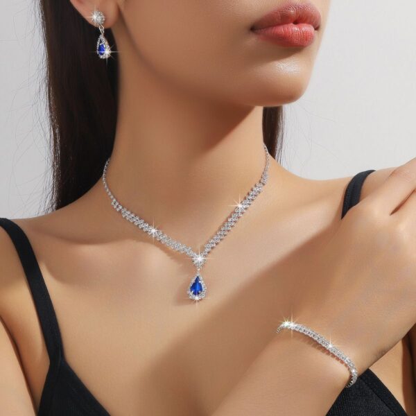 2pcs/set Jewelry Sets Women Elegant Waterdrop Rhinestone Pendant Necklace stud Earrings Wedding Dress Bridal Jewelry Set - Image 4