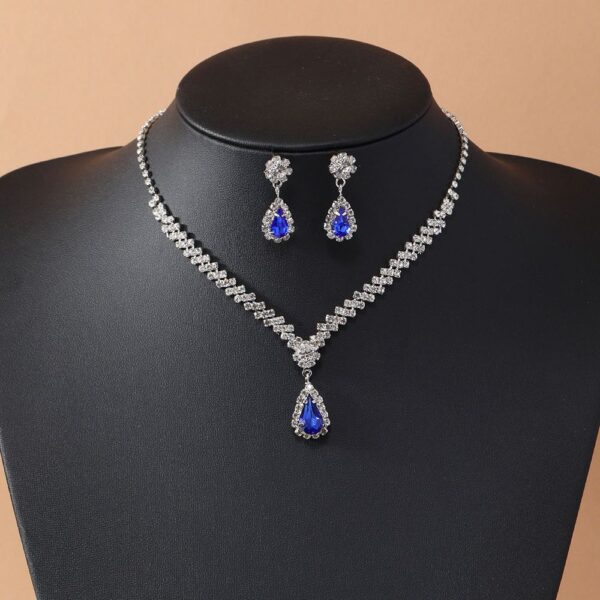 2pcs/set Jewelry Sets Women Elegant Waterdrop Rhinestone Pendant Necklace stud Earrings Wedding Dress Bridal Jewelry Set - Image 5
