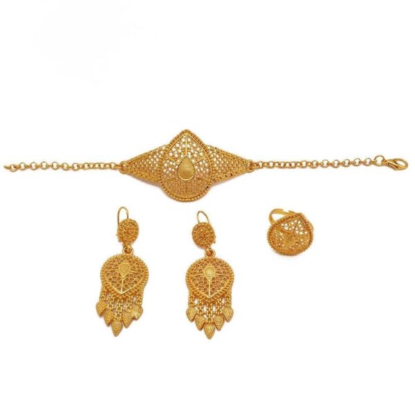 Dubai fashion Gold plated filled bridal Fine Jewelry sets Necklace Earrings Bracelet Rings gifts wedding jewellery set for women - Image 4