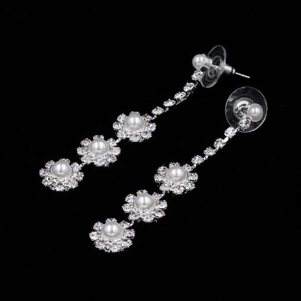 Silver Color Rhinestone Crystal Bridal Jewelry Sets for Women Necklace Earrings Set Wedding Jewelry Accessories - Image 3