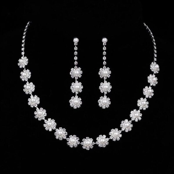 Silver Color Rhinestone Crystal Bridal Jewelry Sets for Women Necklace Earrings Set Wedding Jewelry Accessories - Image 2