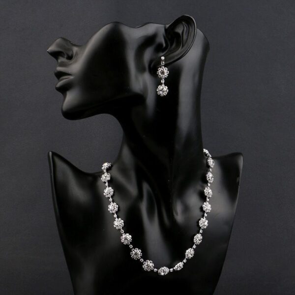Silver Color Rhinestone Crystal Bridal Jewelry Sets for Women Necklace Earrings Set Wedding Jewelry Accessories - Image 4