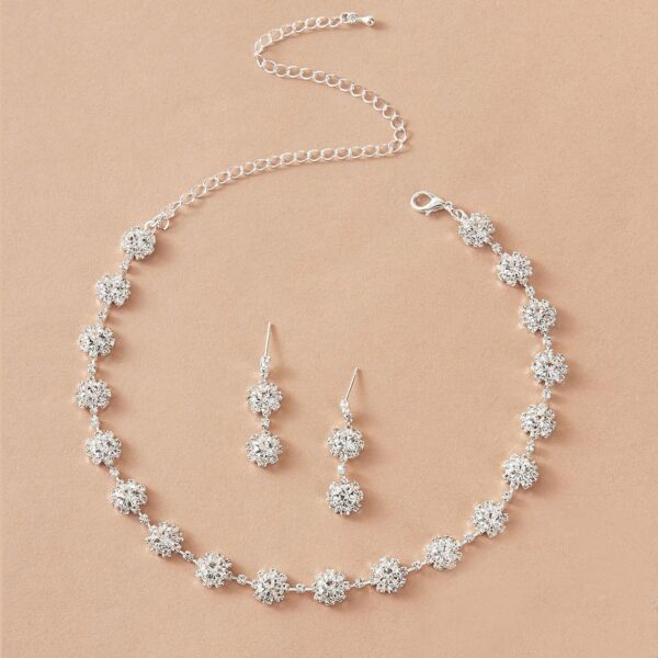 Silver Color Rhinestone Crystal Bridal Jewelry Sets for Women Necklace Earrings Set Wedding Jewelry Accessories - Image 5