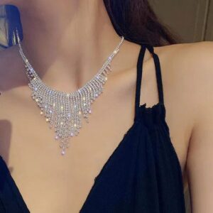 European And American Hot Selling New Bride Fringed Necklace Rhinestone Suit Women's Wedding