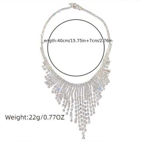 European And American Hot Selling New Bride Fringed Necklace Rhinestone Suit Women's Wedding - Image 4