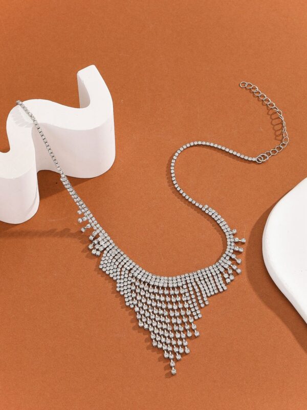 European And American Hot Selling New Bride Fringed Necklace Rhinestone Suit Women's Wedding - Image 3