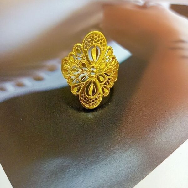 Arab Dubai Gold Plated Long Ring For Women Resizable Wedding Jewelry - Image 2