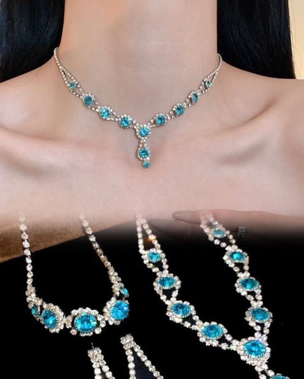 3pcs Shining Rhinestone Round Flower Earrings Bracelet Necklace High-end Luxury Elegant Women's Jewelry Sets Wedding Bridal Gift
