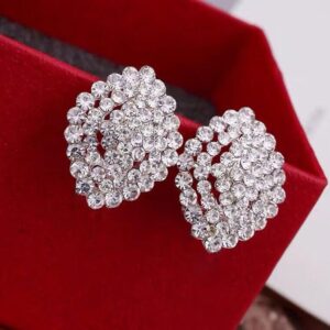 Shiny Crystal Stud Earrings For Women Luxury Romantic Bridal Big Earrings Wedding Party Jewelry Gifts
