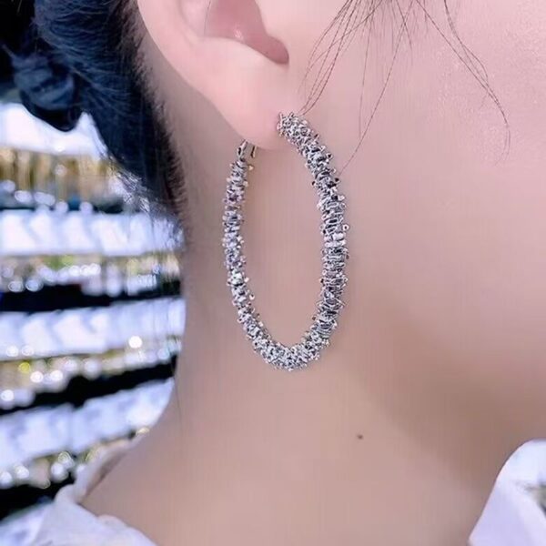 Big Circle Round Hoop Earrings for Women's in sliver - Image 4