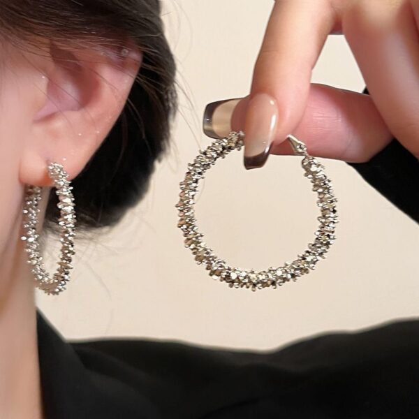 Big Circle Round Hoop Earrings for Women's in sliver - Image 3