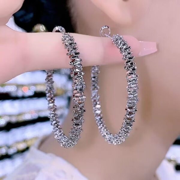 Big Circle Round Hoop Earrings for Women's in sliver
