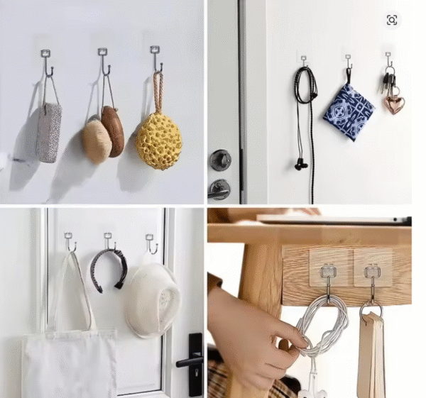 Self Adhesive Hooks Rotating Waterproof Seamless Strong Sticker Holder Wall Door Storage Hanging Hook Kitchen Bathroom Organizer - Image 3