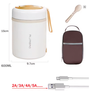 USB Stainless Steel Electric Lunch Box 0.6L 5V 12V 24V Worker Travel Camping Portable Food Heated Warm Container Car Office Set