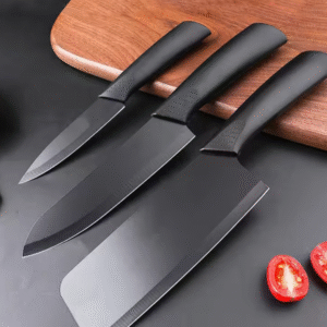 Black Non-slip Plastic Handle Stainless Steel Kitchen Knives Set Fruit Knife Slicing Knife Multifunctional Knife For Household