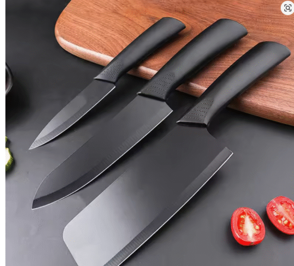 Black Non-slip Plastic Handle Stainless Steel Kitchen Knives Set Fruit Knife Slicing Knife Multifunctional Knife For Household