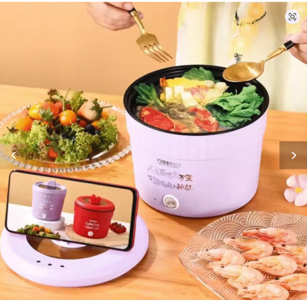 1.2L Mini Electric Hot Pot Household Multifunctional Electric Cooking Pot Double-layer Anti-scalding Portable Non-stick Pot - Image 4