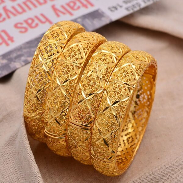 New Arrival Dubai Jewelry Luxuryy Indian 24k Gold Plated Wedding Bangle Bracelet for Women