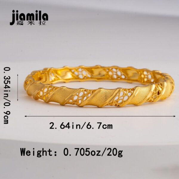 Bridal 24k Gold Color Round Luxury Bangles Indian Wedding Jewellery Dubai Engagement Hand Jewelry Gifts