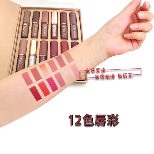 12 Pack Lip Color Lip Glaze Set Matte Pearl Non Staying Cup Lipstick - Image 2