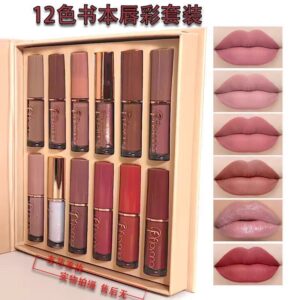 12 Pack Lip Color Lip Glaze Set Matte Pearl Non Staying Cup Lipstick