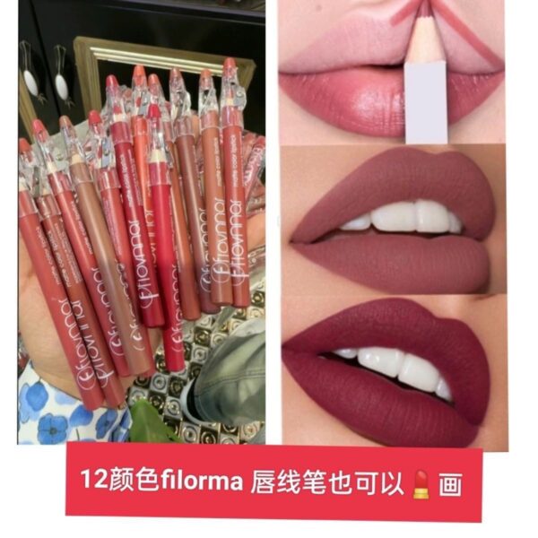 12-Color Matte Lip Liner Kit with Pencil Sharpener Velvet Lips Pencil Lipstick Pen Makeup Essential 12pcs/Kit